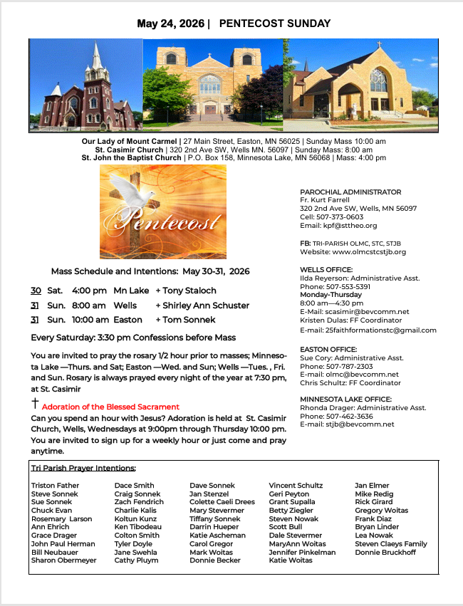 Front cover of bulletin 5.24.2026