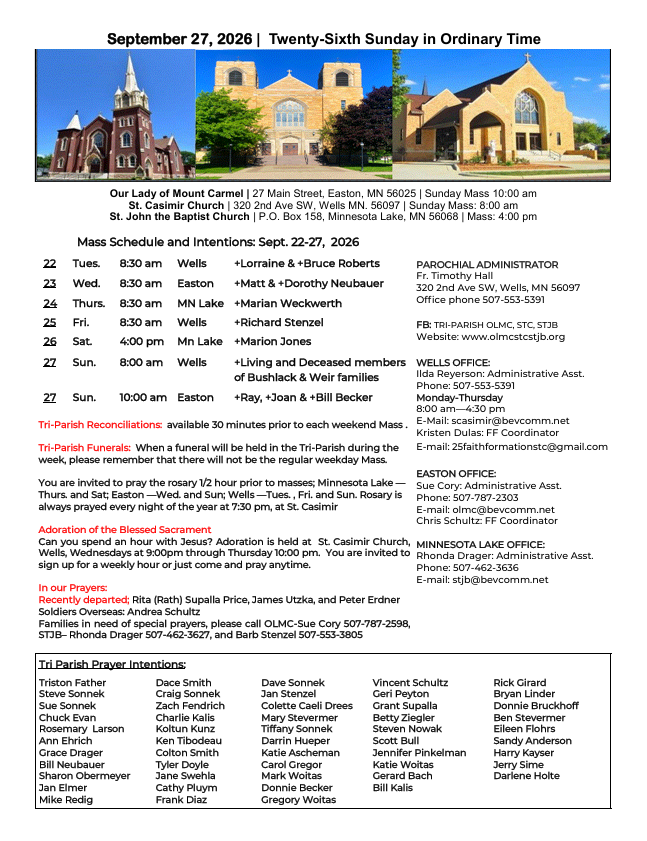 Front cover of bulletin 9.20.2026